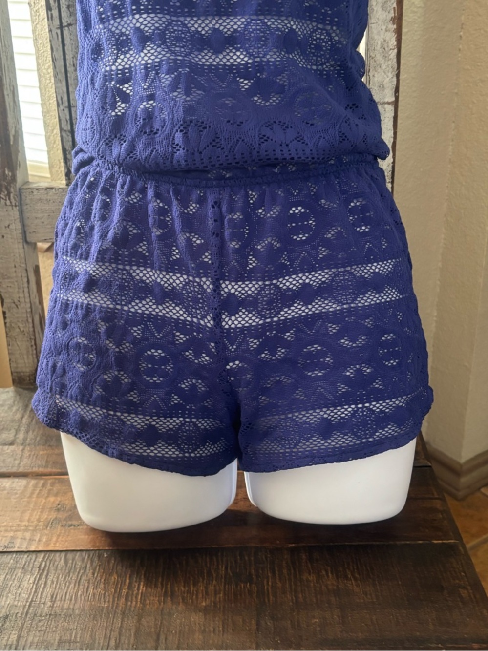 Victoria's Secret Pretty Blue Lace Swimsuit Coverup Strapless Romper - Picture 3 of 5